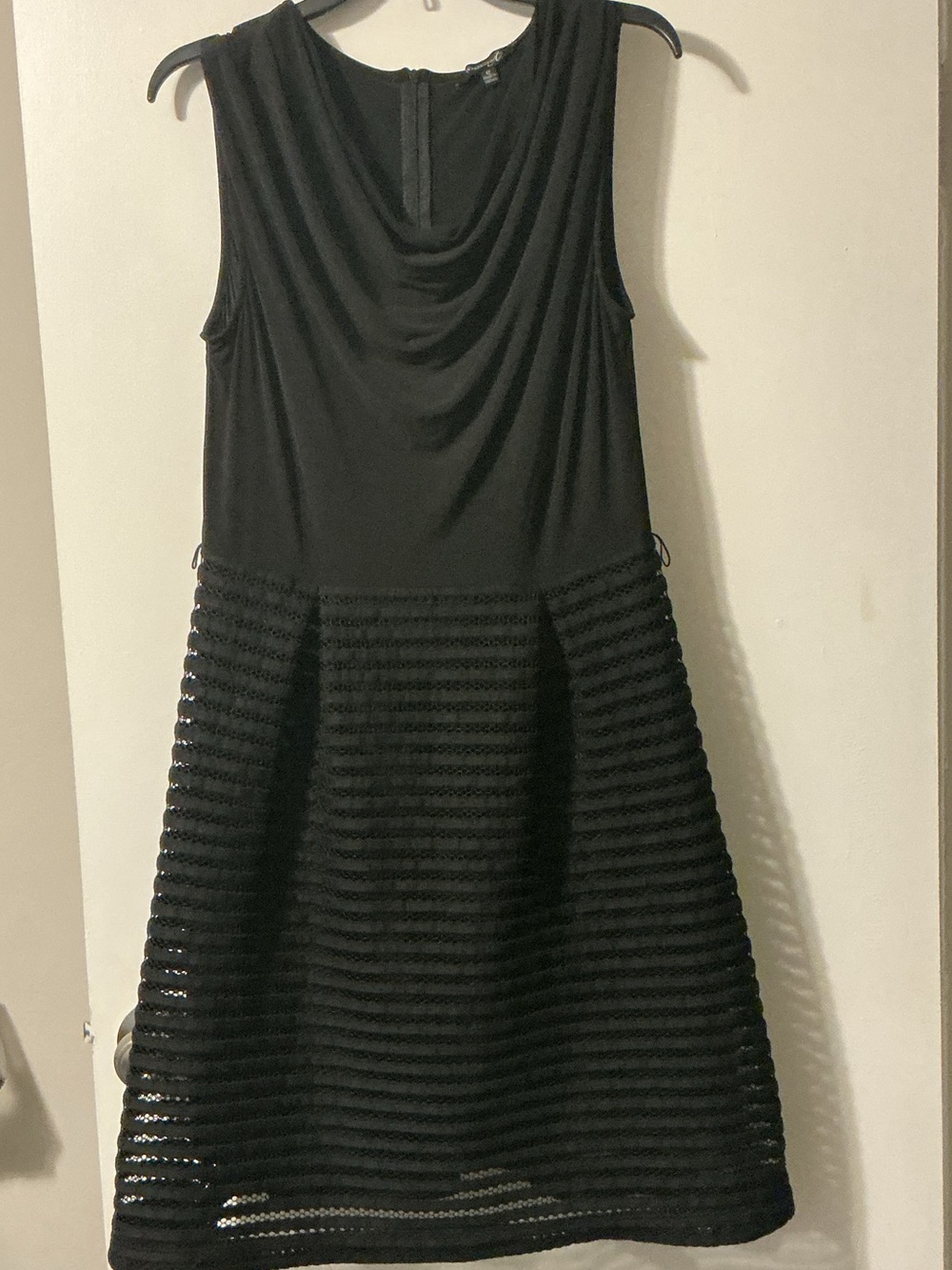 Sleeveless Black A-Line Dress with Textured Skirt